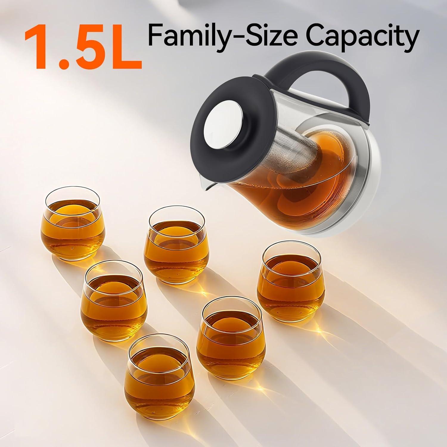 image:imageElectric Kettle With Infuser 15L Electric Tea Kettle With Temperature Control Glass Kettle amp Hot Water Boiler1200W Fast heating for Pour Over Coffee Brew Tea Easy to Clean G888B