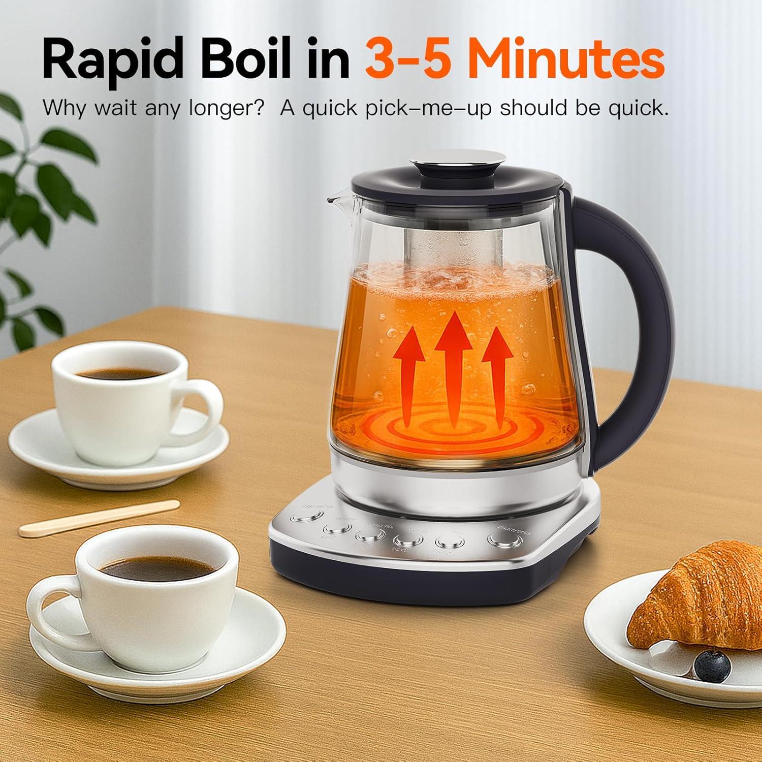 image:imageElectric Kettle With Infuser 15L Electric Tea Kettle With Temperature Control Glass Kettle amp Hot Water Boiler1200W Fast heating for Pour Over Coffee Brew Tea Easy to Clean G888B