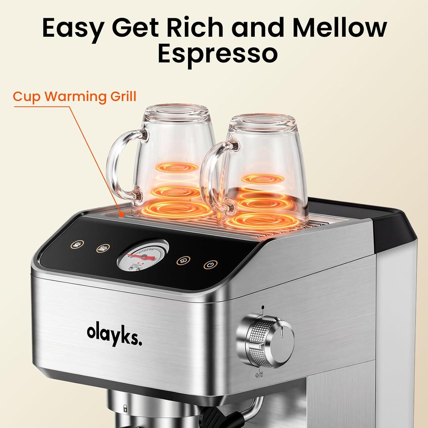 image:imageEspresso Machine 20 Bar Brush Stainless Steel Espresso Maker with Milk Frother Steam Wand 1400W Espresso Coffee Machine with 18L Removable Water Tank for Latte CappuccinoMachiato