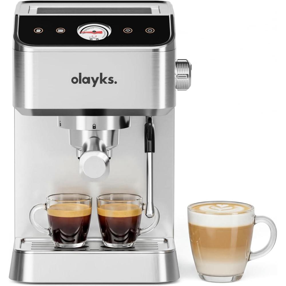 image:imageEspresso Machine 20 Bar Brush Stainless Steel Espresso Maker with Milk Frother Steam Wand 1400W Espresso Coffee Machine with 18L Removable Water Tank for Latte CappuccinoMachiato