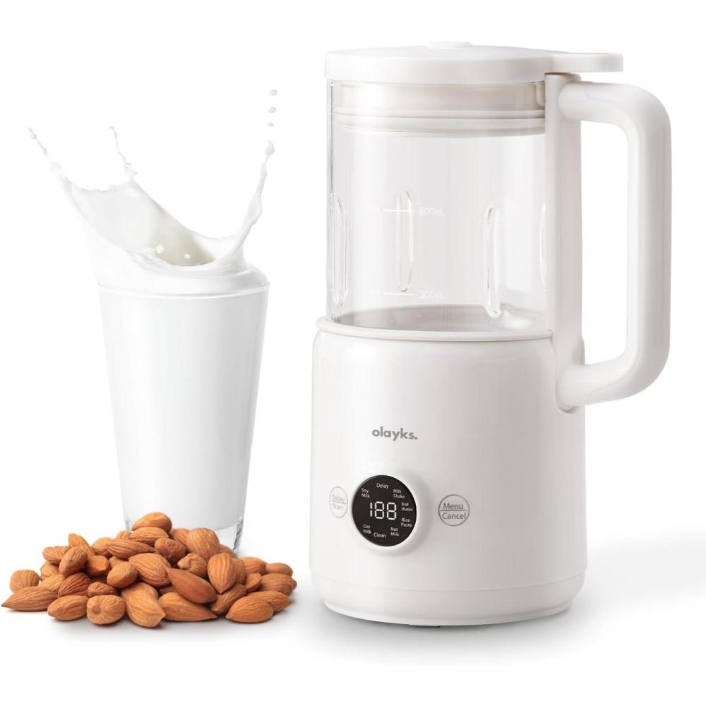 image:imageolayks 6 in 1 Automatic Nut Milk Maker Blender 20oz Homemade Soy Milk Maker for PlantBased Milk Coconut Oat Almond NonDairy Beverages with Timer Keep Warm Boil Water SelfCleaning