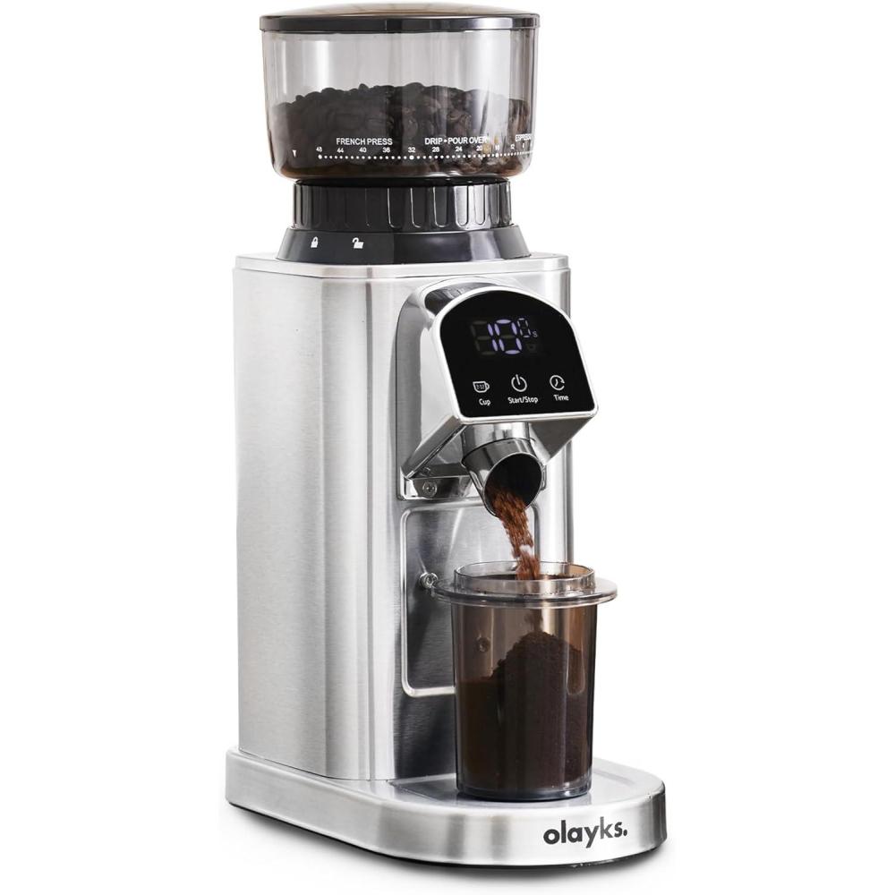 image:imageolayks Conical Burr Coffee Grinder Electric Coffee Bean Grinder with 48 Precise Settings AntiStatic Coffee Grinders for Home Use Adjustable Conical Burr Mill for EsperssoDripFrench Press