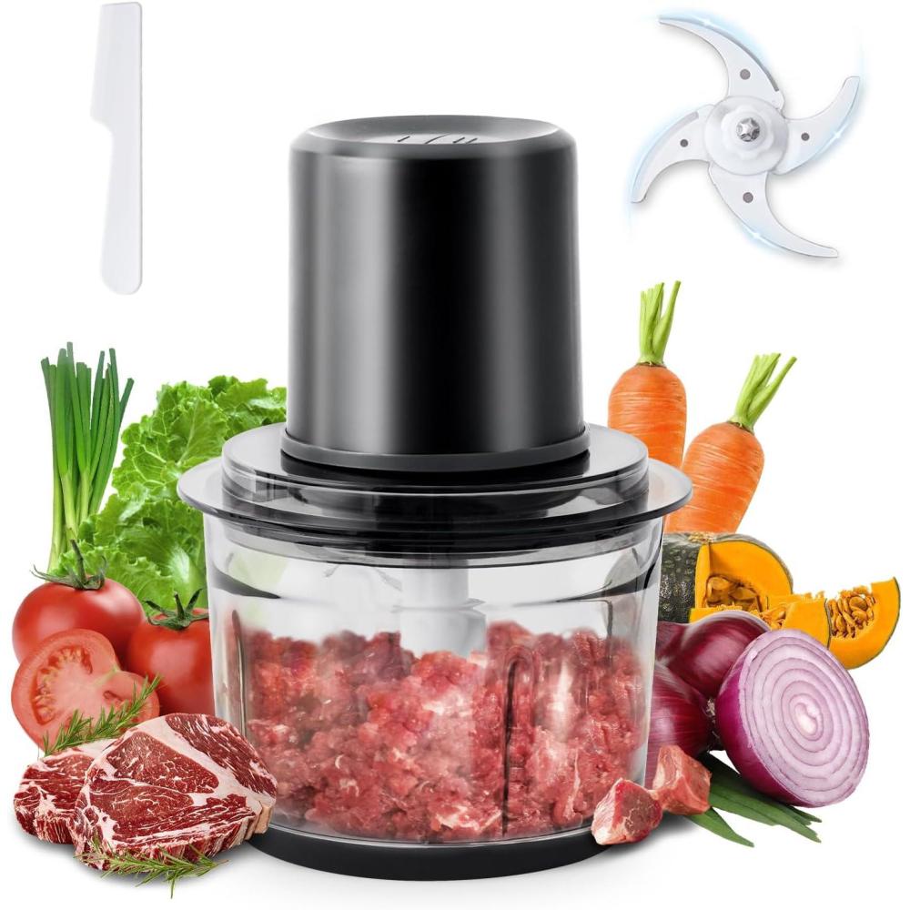 image:imageolayks Food Processor Electric Meat Grinder with 4 Stainless Steel Blades 12L Food Chopper Small Grinder Meat Processor with 2 Speeds for Vegetable Fruits Baby Food Meat Garlic 5 Cups12L