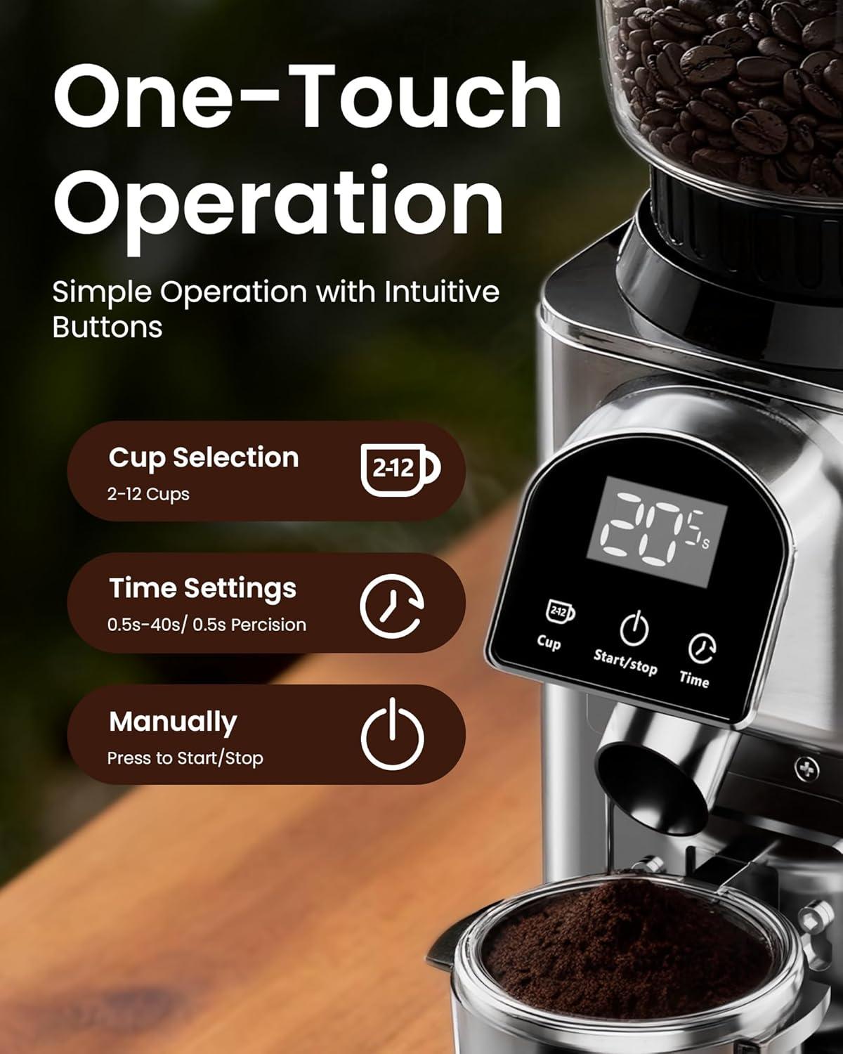 image:imageolayks Conical Burr Coffee Grinder Electric Coffee Bean Grinder with 48 Precise Settings AntiStatic Coffee Grinders for Home Use Adjustable Conical Burr Mill for EsperssoDripFrench Press