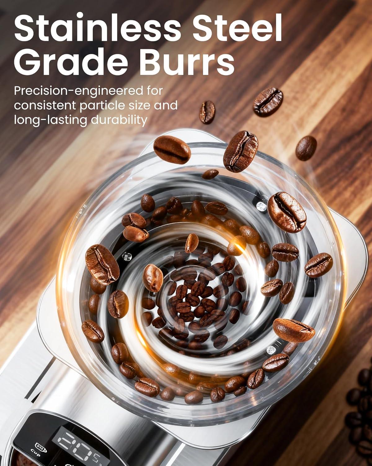 image:imageolayks Conical Burr Coffee Grinder Electric Coffee Bean Grinder with 48 Precise Settings AntiStatic Coffee Grinders for Home Use Adjustable Conical Burr Mill for EsperssoDripFrench Press