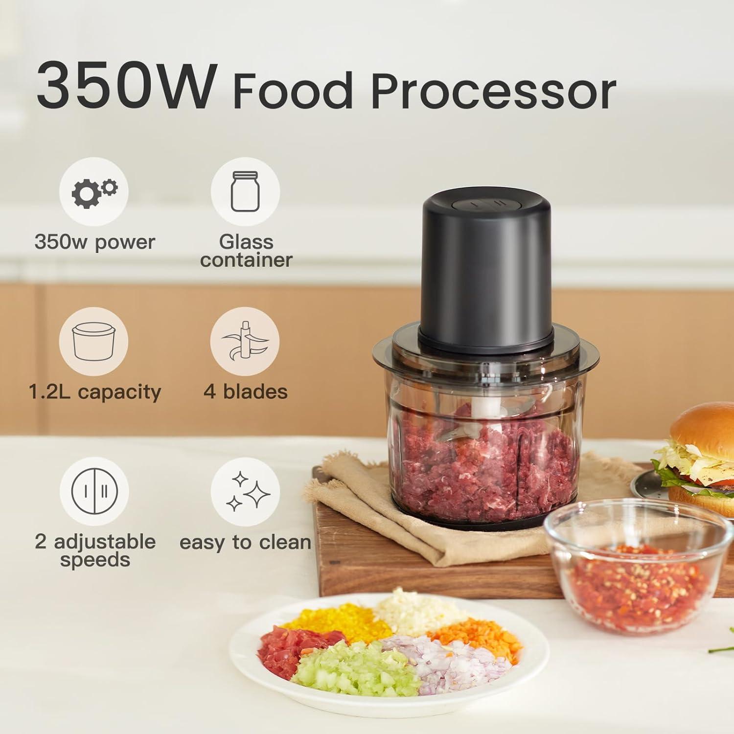 image:imageolayks Food Processor Electric Meat Grinder with 4 Stainless Steel Blades 12L Food Chopper Small Grinder Meat Processor with 2 Speeds for Vegetable Fruits Baby Food Meat Garlic 5 Cups12L