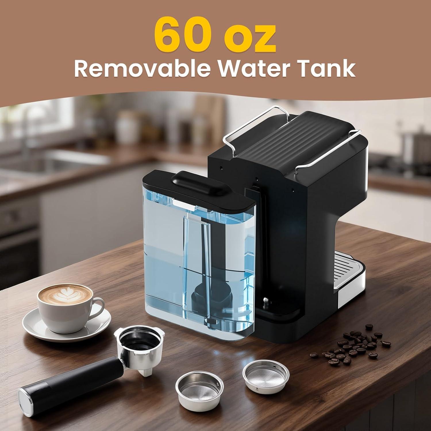 image:imageolayks Professional 20Bar Espresso Coffee Maker SemiAutomatic with Steam Wand Milk Frother AllinOne Machine with 18L Removable Tank for Latte Cappuccino Easy Clean