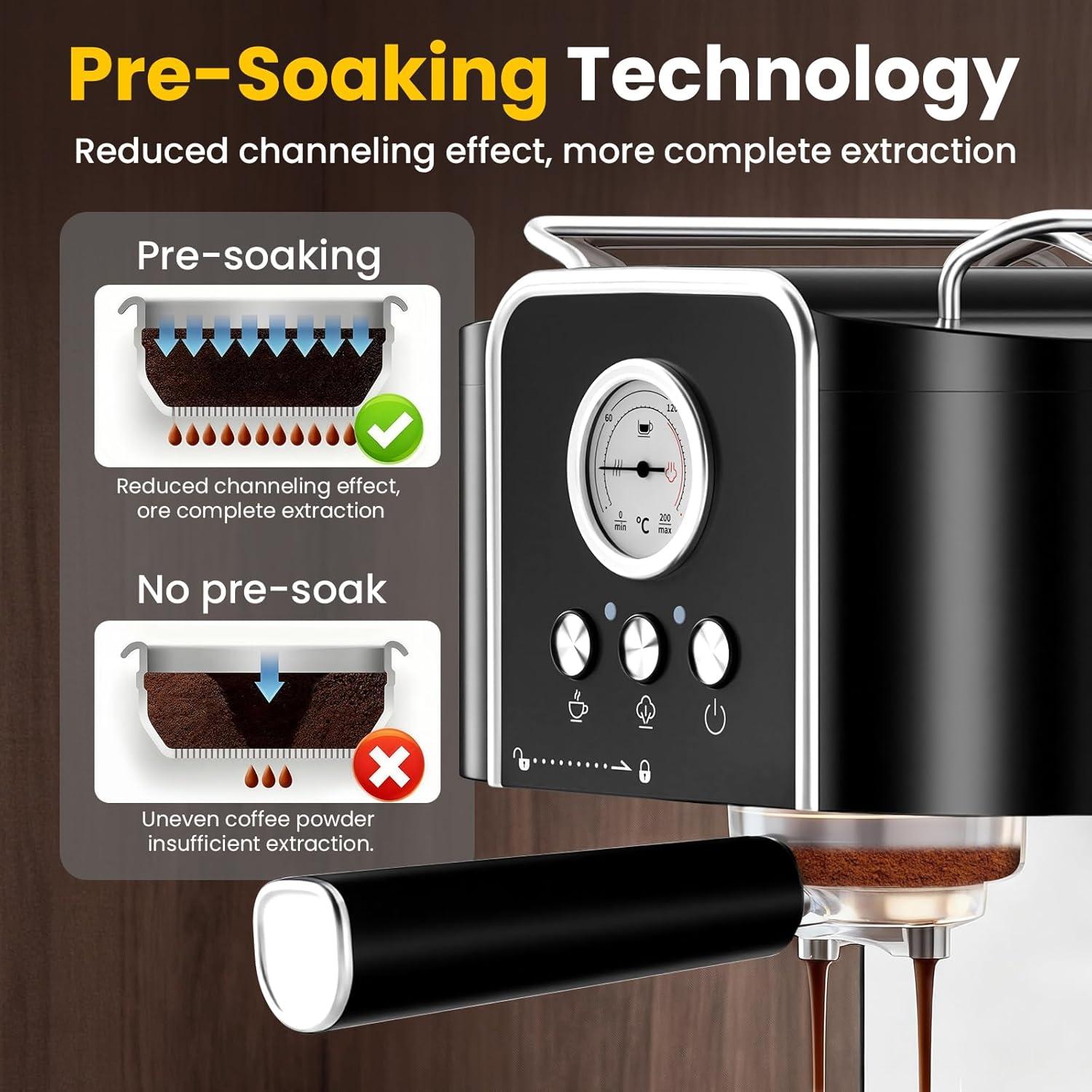 image:imageolayks Professional 20Bar Espresso Coffee Maker SemiAutomatic with Steam Wand Milk Frother AllinOne Machine with 18L Removable Tank for Latte Cappuccino Easy Clean