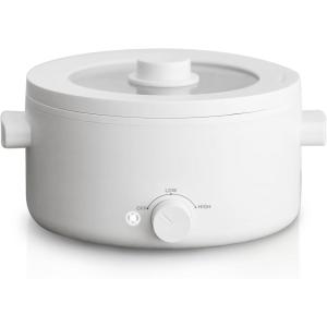 image:imageHot Pot Electric2L Ceramic Glaze NonStick Pan Portable Hot Pot with Dual Power Adjustment Electric Cooker for Egg Ramen OatmealSoup Quick Heating and Overheat ProtectionWhite
