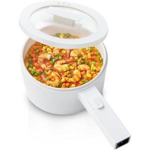 image:imageolakys Electric Hot Pot15L Mini Hot Pot Ceramic Glaze Nonstick Portable Pot Electric Pot for for Steak Egg Fried Rice Oatmeal SoupRamen with Dual Power Control Electric Pot for DormWhite