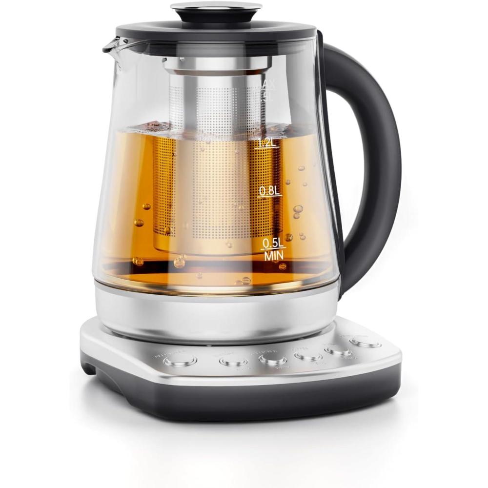 image:imageolayks Electric Kettle with Infuser Hot Water Kettle Electric Tea Kettle with Precise Temperature Control Boil Dry Protection Auto Shut Off 1200W Fast Heating BPAFree for Coffeeamp Tea 15 Liter
