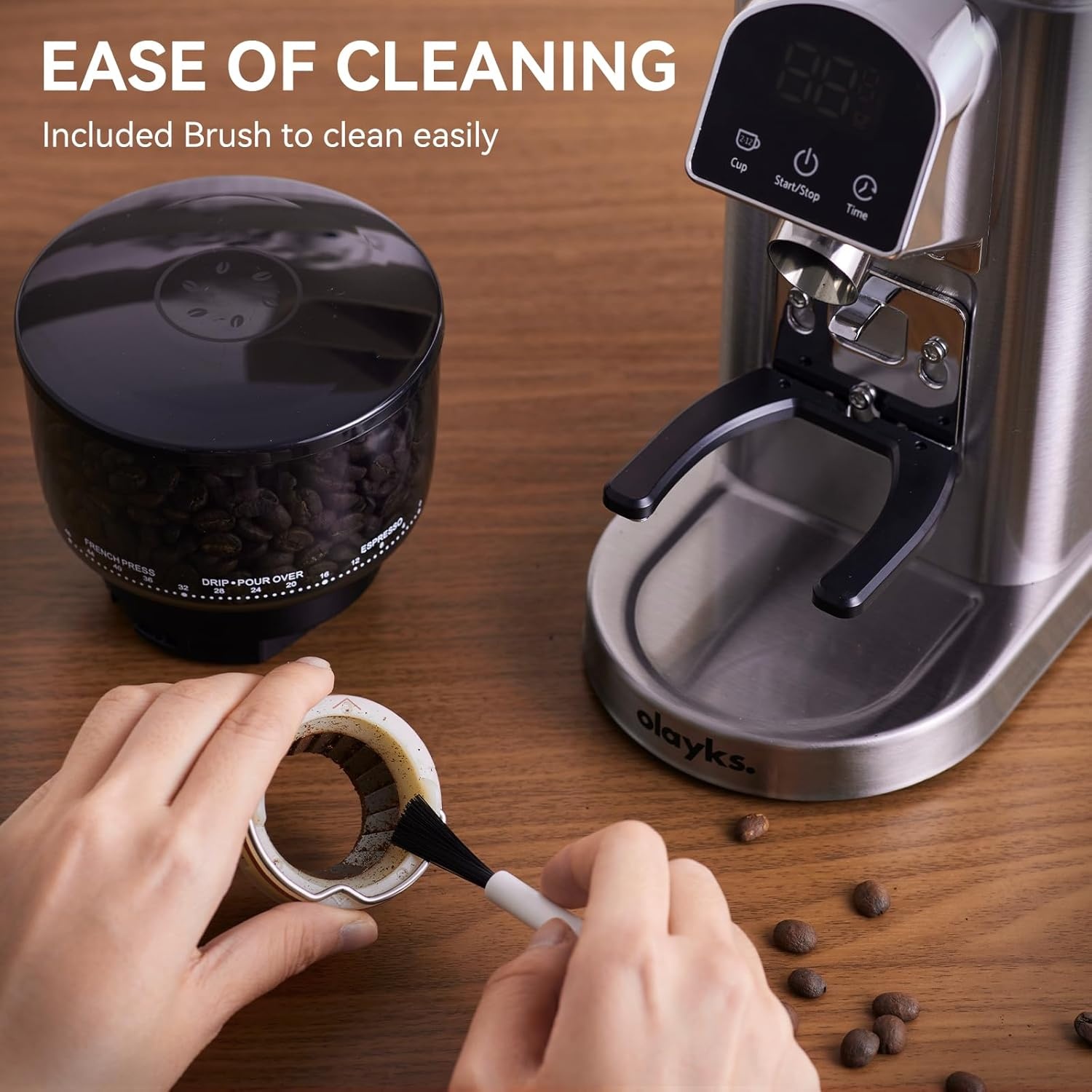 image:imageConical Burr Coffee Grinder Electric with Electronic Timer AntiStatic Coffee Grinders for Home Use Adjustable Conical Burr Mill with 48 Precise Settings for EsperssoDripFrench Press