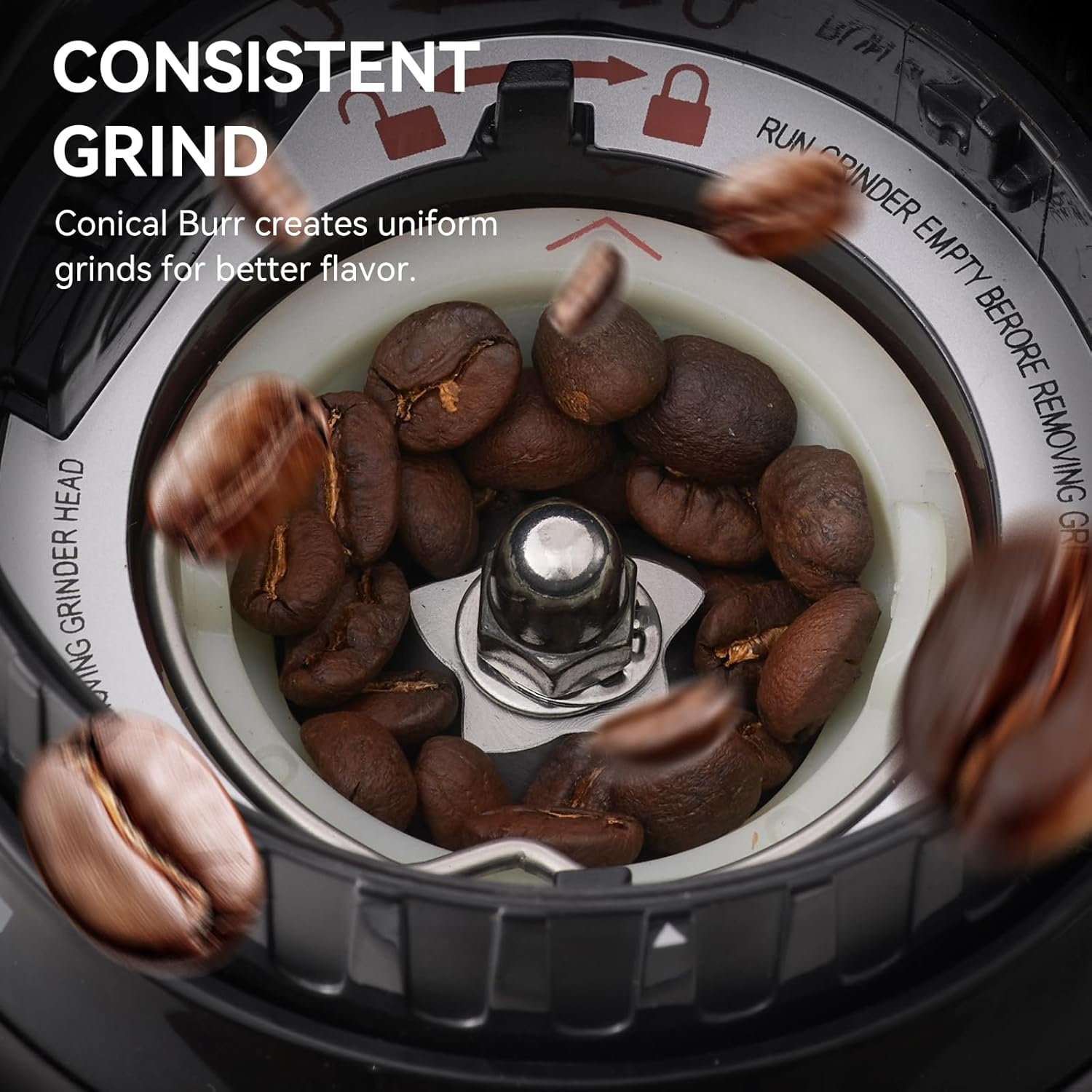 image:imageConical Burr Coffee Grinder Electric with Electronic Timer AntiStatic Coffee Grinders for Home Use Adjustable Conical Burr Mill with 48 Precise Settings for EsperssoDripFrench Press