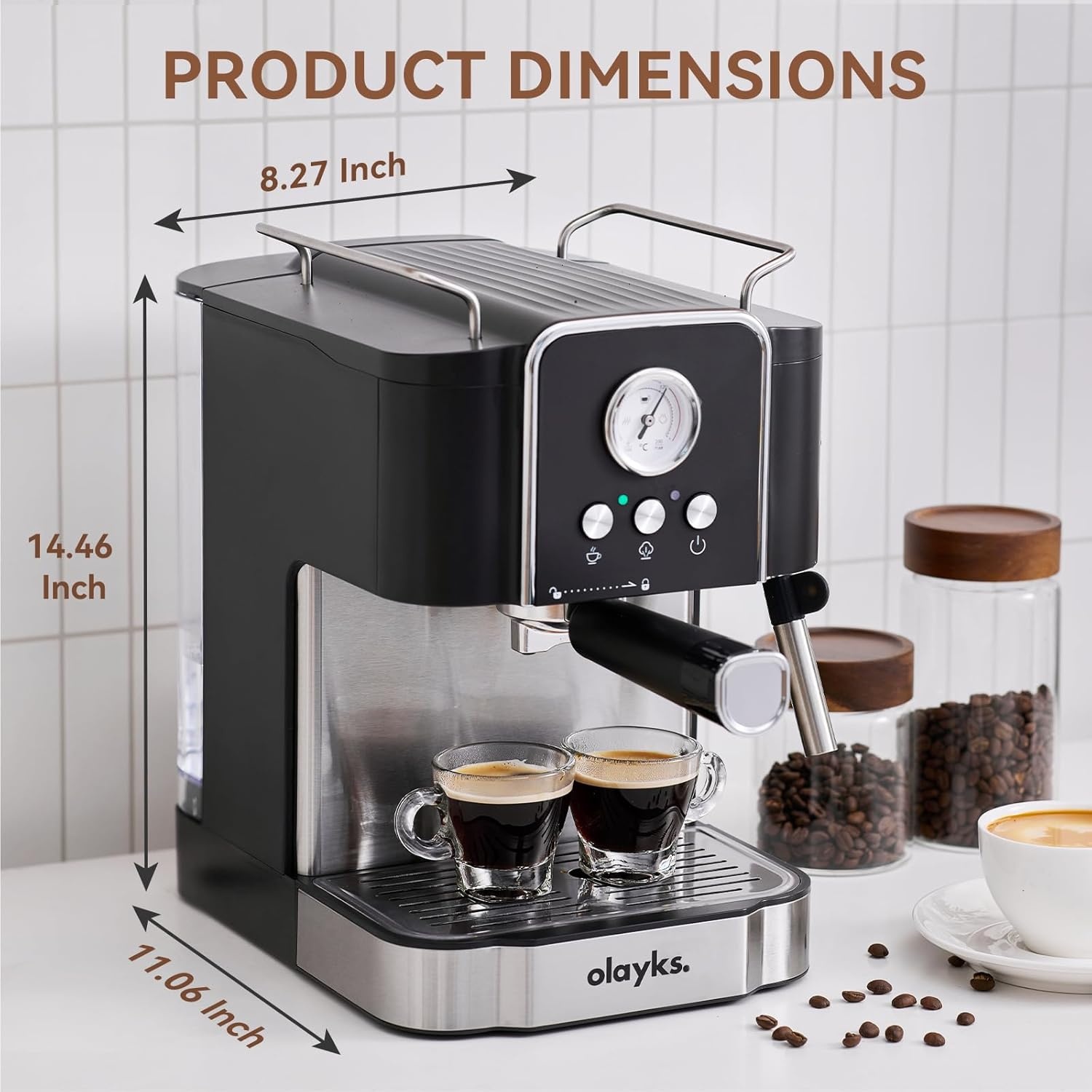 image:imageEspresso Machine 20 Bar Professtional Espresso Coffee Maker with Milk Frother Steam Wand for Latte Cappuccino Espresso Maker with 18L Removable Water Tank Gift for Dad or Mom20Bar