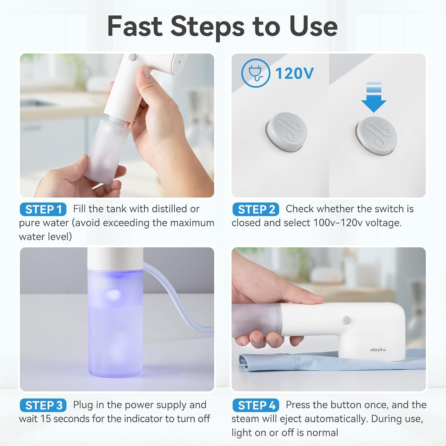 image:imageHandheld Steamer for ClothesFashion Portable Handheld Garment Steamer 15S Heat Up Travel Mini Steamer Iron 2 In 1 11lbs Fabric Wrinkle Remover for Home Travel White120V