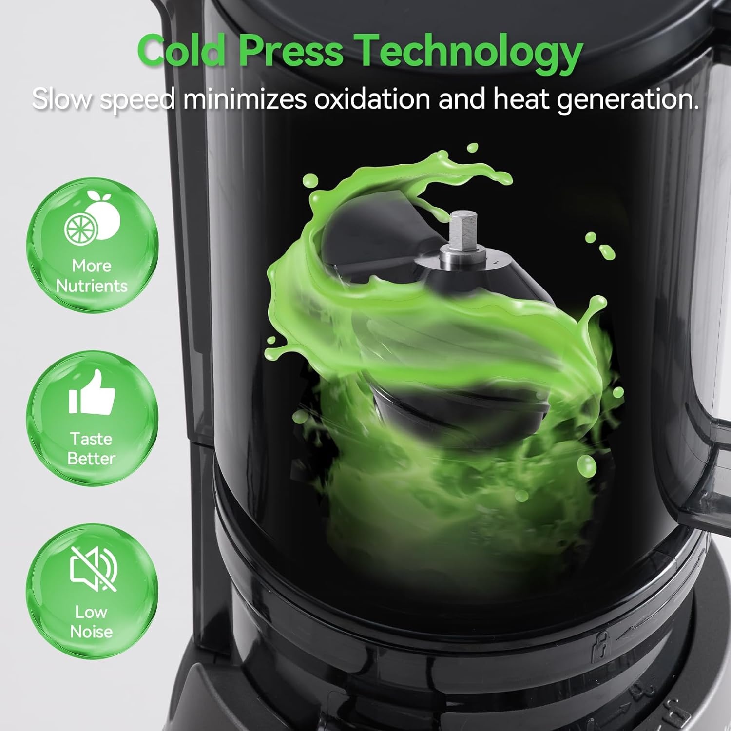image:imageJuicer Machines Cold Press Juicer with 43 Large Feed Chute Fit Whole Fruit and Vegetable Masticating Machine with Juice Recipe Self Feeding Effortless for Batch JuicingEasy to CleanBlack