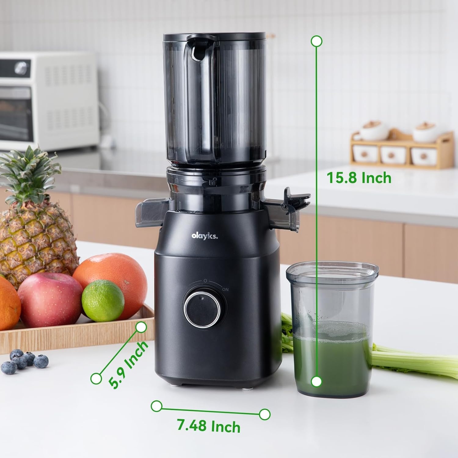 image:imageJuicer Machines Cold Press Juicer with 43 Large Feed Chute Fit Whole Fruit and Vegetable Masticating Machine with Juice Recipe Self Feeding Effortless for Batch JuicingEasy to CleanBlack