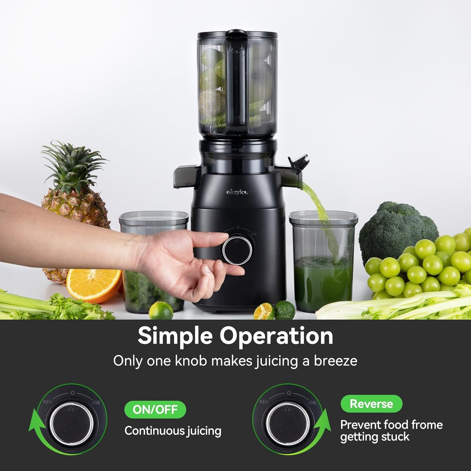 image:imageJuicer Machines Cold Press Juicer with 43 Large Feed Chute Fit Whole Fruit and Vegetable Masticating Machine with Juice Recipe Self Feeding Effortless for Batch JuicingEasy to CleanBlack