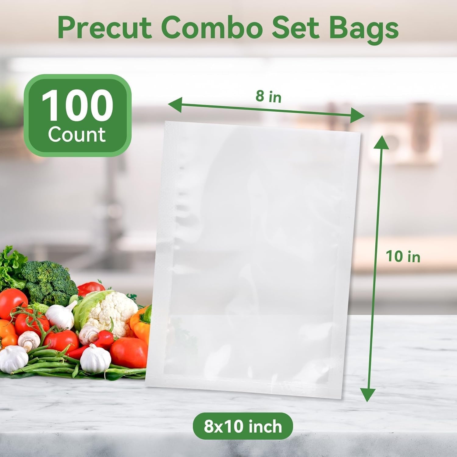 image:imageVaccum Sealer Bag with BPA Free 810 100 Pack for PreCut Vacuum Sealer for Food Bags Commercial Grade Vacuum Food Storage Bags for Sous Vide Freezer Vac Storage Meal Prep810