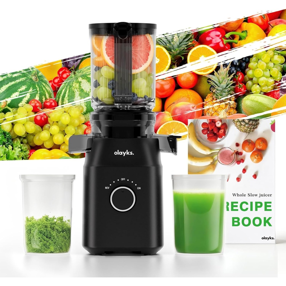 image:imageJuicer Machines Cold Press Juicer with 43 Large Feed Chute Fit Whole Fruit and Vegetable Masticating Machine with Juice Recipe Self Feeding Effortless for Batch JuicingEasy to CleanBlack
