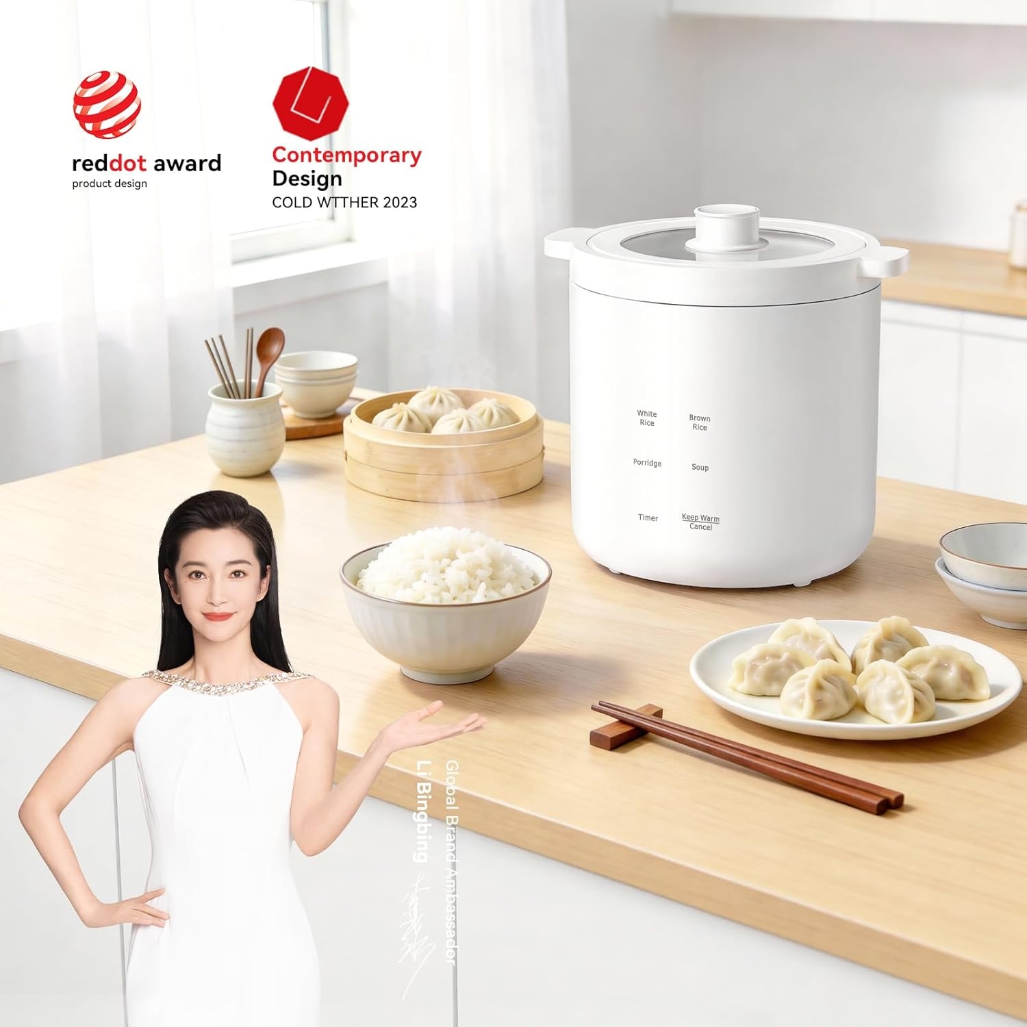 image:imageolayks Rice Cooker 2 Cup Uncooked Mini Rice Cooker Small Electric Cooker with 4 Cooking Functions 24 Hour Preset Heat Preservation NonStick Ceramic Coating for 12 People