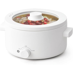 image:imageElectric Cooker 2L Ceramic Glaze Nonstick Pot Dual Power Multifunctional Electric Cooker Suitable for Steak Pasta Hot Pot Ramen Quick Heating and Overheat Protection2L