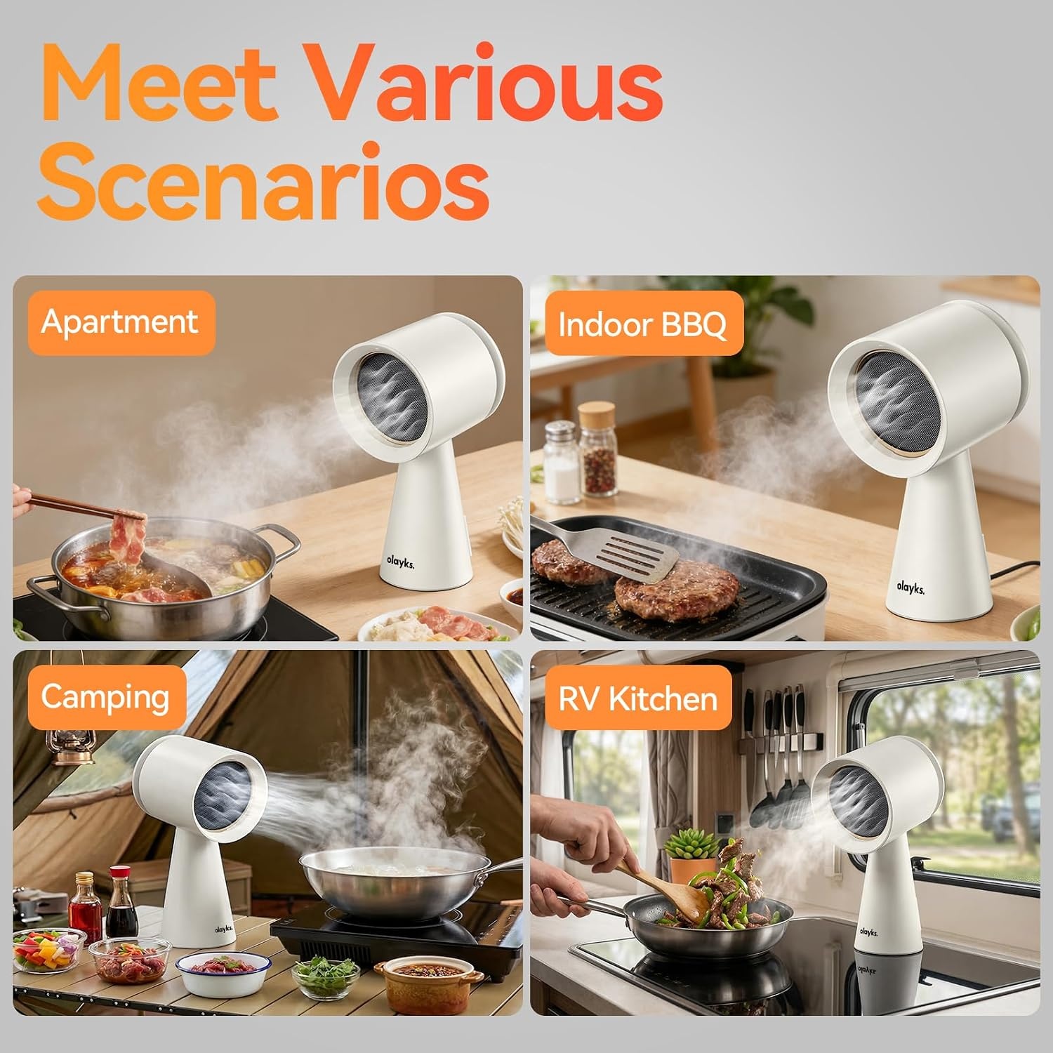image:imagePortable Range Hood Desktop Range Hood with 3 Speed Exhaust Fan and olayks Induction Cooktop Portable Induction Cooktop with Cooking Pot and Grill Pan