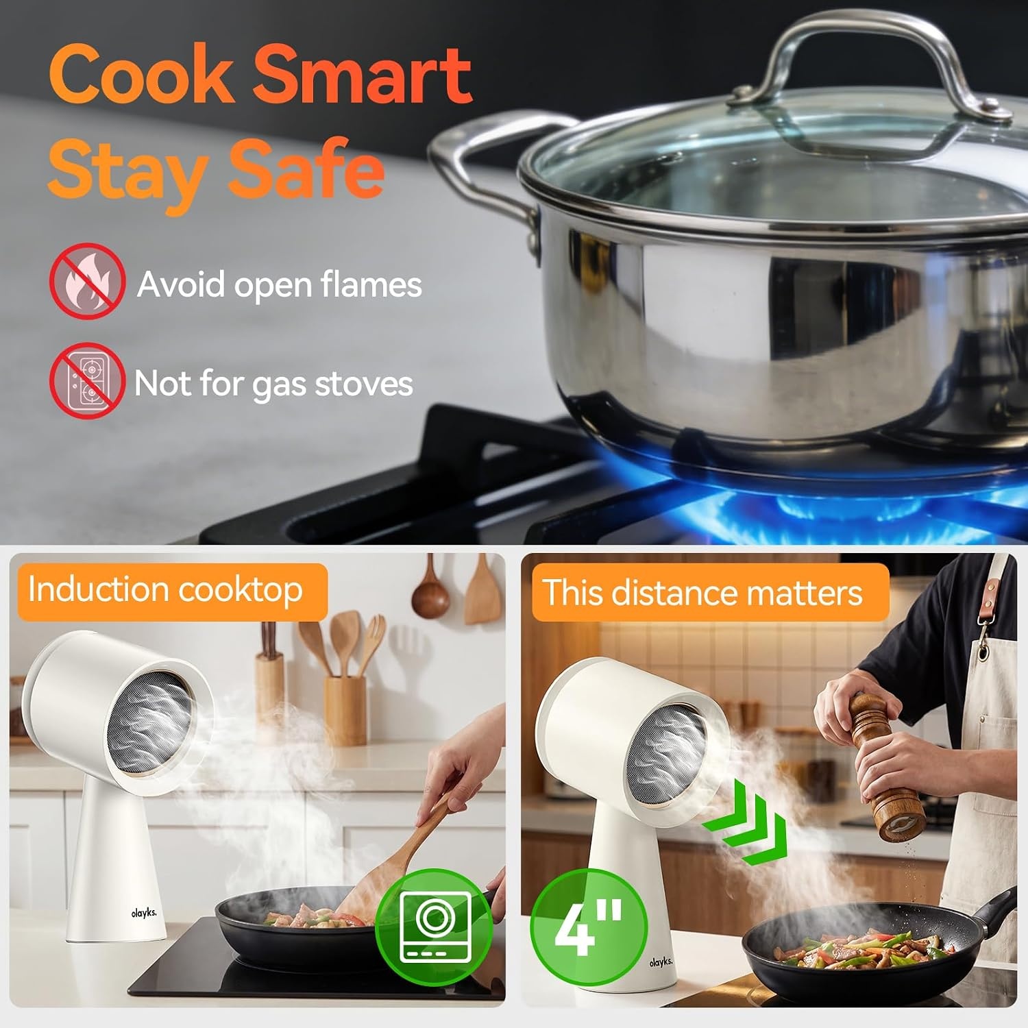 image:imagePortable Range Hood Desktop Range Hood with 3 Speed Exhaust Fan and olayks Induction Cooktop Portable Induction Cooktop with Cooking Pot and Grill Pan
