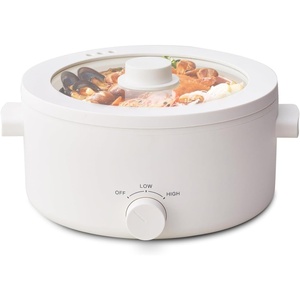 image:imageHot Pot Electric 3L Portable Electric Pot with Ceramic Nonstick Coating Dual Power Multifunctional Romen Cooker for Steak Pasta Hot Pot Ramen Ceramic inner surface White