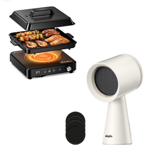 image:imagePortable Range Hood Desktop Range Hood with 3 Speed Exhaust Fan and olayks Induction Cooktop Portable Induction Cooktop with Cooking Pot and Grill Pan