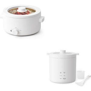 image:imageElectric Cooker 2L Ceramic Glaze Nonstick Pot Dual Power Multifunctional hot pot Suitable for Steak and Mini Rice Cooker 2 Cup Uncooked Small Electric Cooker with 4 Cooking Functions 24 Hour P