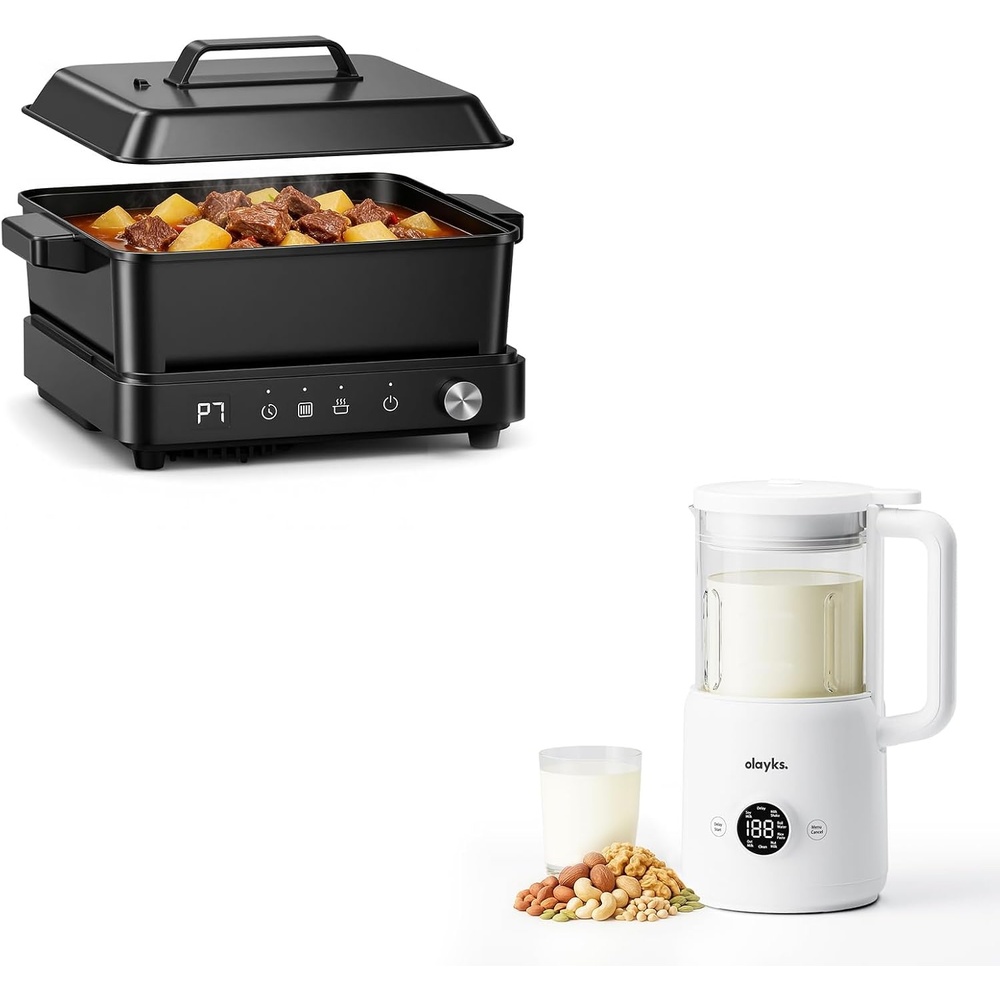 image:imageolayks Induction Cooktop Portable Induction Cooktop with 8L Cast Iron Cooking Pot and Cast Iron Panamp olayks6 in 1 Automatic Nut Milk Maker 20oz Soy Milk Maker Machine for Homemade Oat
