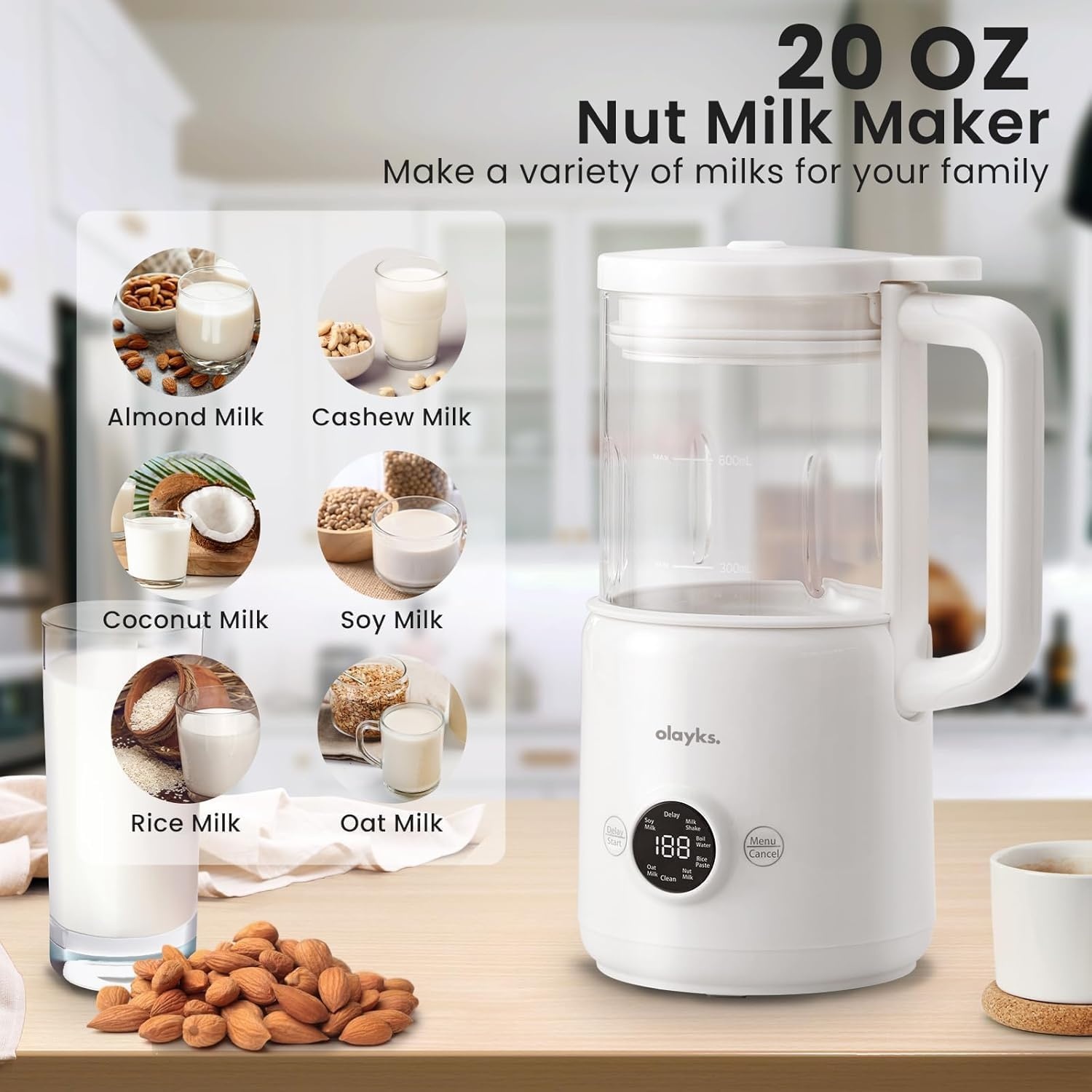 image:imageolayks Induction Cooktop Portable Induction Cooktop with 8L Cast Iron Cooking Pot and Cast Iron Panamp olayks6 in 1 Automatic Nut Milk Maker 20oz Soy Milk Maker Machine for Homemade Oat