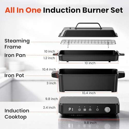 image:imageolayks Induction Cooktop Portable Induction Cooktop with 8L Cast Iron Cooking Pot and Cast Iron Panamp olayks6 in 1 Automatic Nut Milk Maker 20oz Soy Milk Maker Machine for Homemade Oat