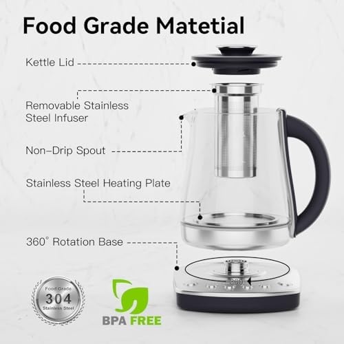 image:imageolayks Hot Pot Electric 15L Ceramic Glaze Nonstick Mini Pot and Tea Kettle With Infuser 15L Electric Tea Kettle With Temperature Control