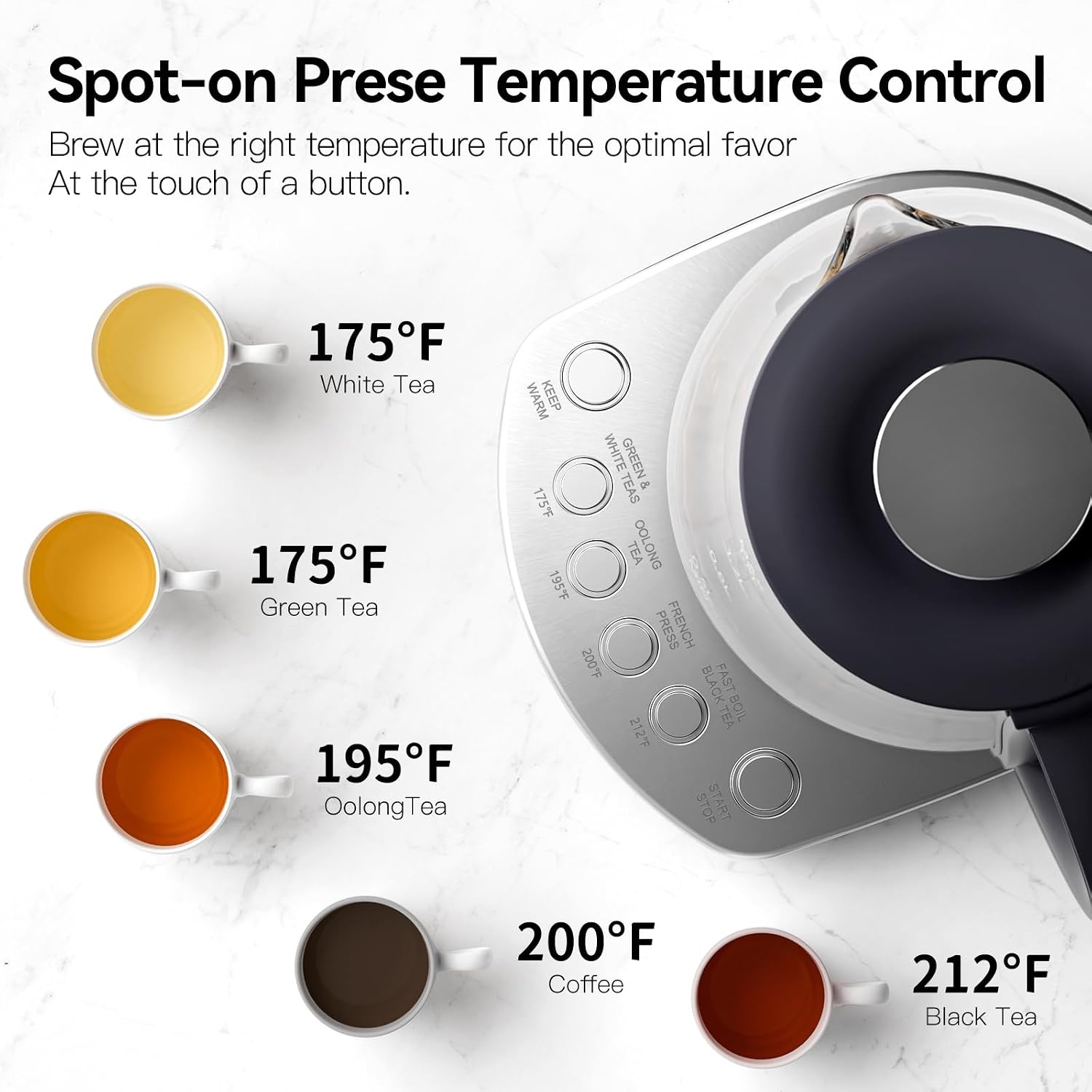 image:imageolayks Hot Pot Electric 15L Ceramic Glaze Nonstick Mini Pot and Tea Kettle With Infuser 15L Electric Tea Kettle With Temperature Control