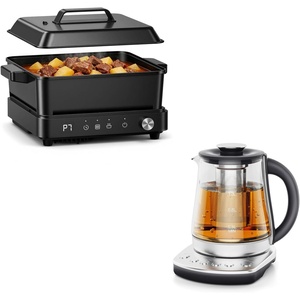 image:imageolayks Induction Cooktop Portable Induction Cooktop with 8L Cast Iron Cooking Pot and Cast Iron Pan amp Electric Kettle With Infuser 15L Electric Tea Kettle With Temperature Control