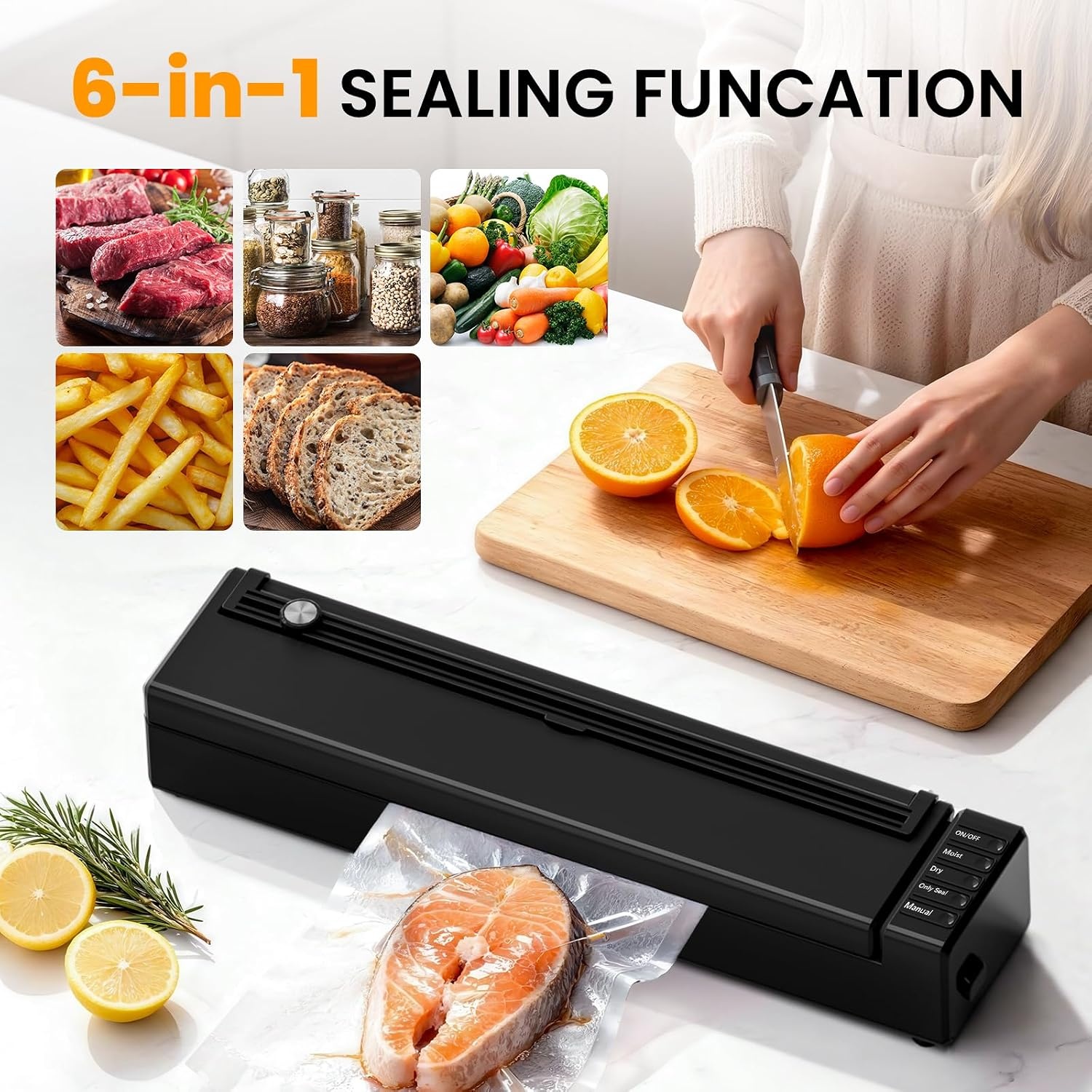 image:imageVacuum Sealer Machine for Food 60KPA Automatic Food Saver with Dryamp Moist Modes and Vacuum Sealer Bags 68