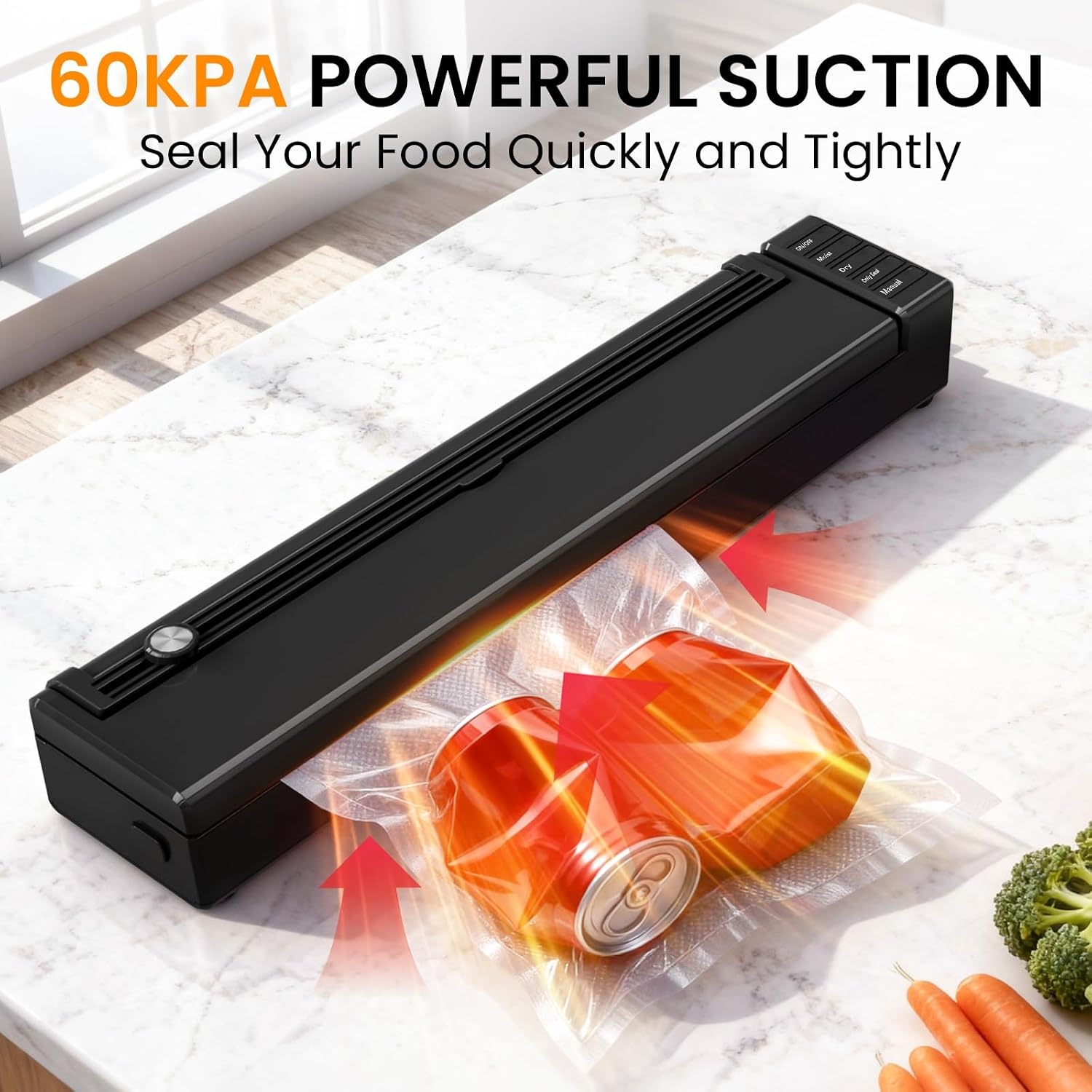 image:imageVacuum Sealer Machine for Food 60KPA Automatic Food Saver with Dryamp Moist Modes and Vacuum Sealer Bags 68