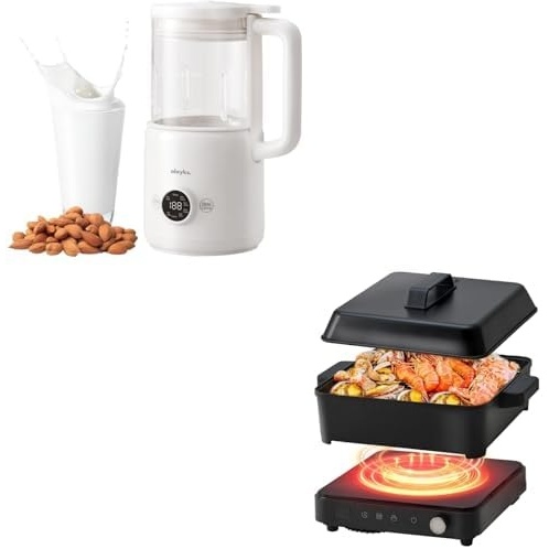 image:imagePortable Induction Cooktop 1500W with Grill Pan amp olayks Automatic Nut Milk Maker 20 Oz Soy Milk Maker Machine for Homemade AlmondOatSoy