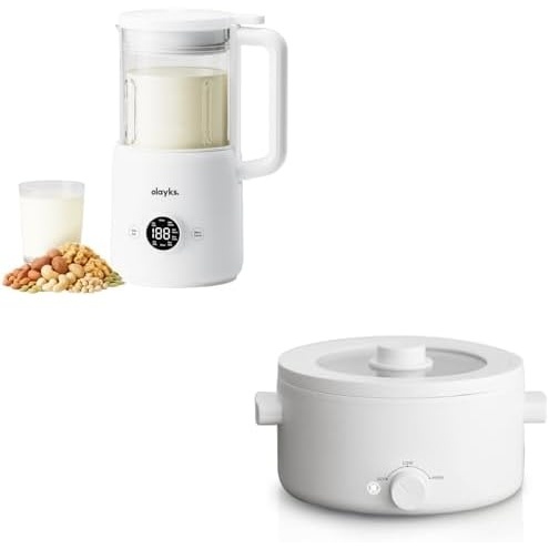 image:imageolayks Automatic Nut Milk Maker 20 Oz Soy Milk Maker Machine amp olayks Electric Cooker 2L Ceramic Glaze Nonstick Pot Dual Power Multifunctional Electric Cooker