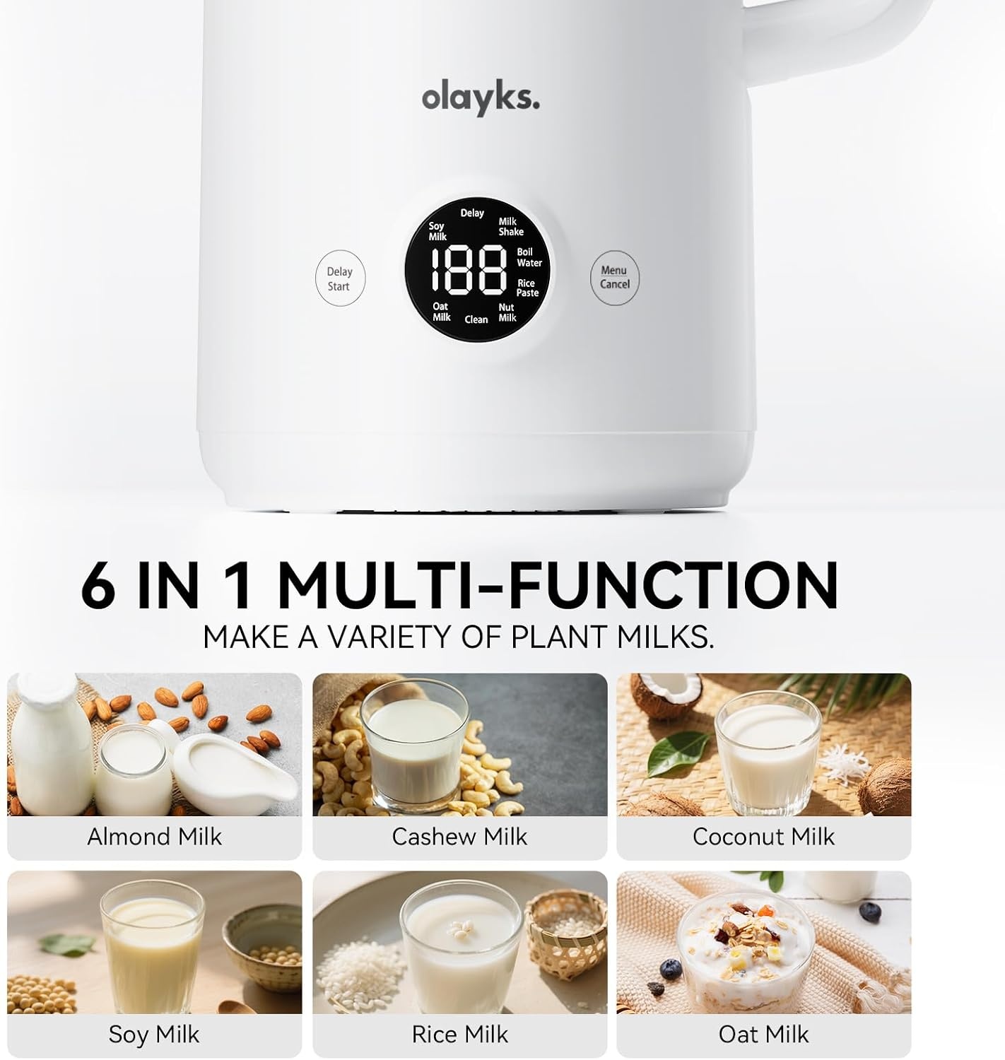image:imageolayks Automatic Nut Milk Maker 20 Oz Soy Milk Maker Machine amp olayks Electric Steamer for Cooking 2L Ceramic Glaze Nonstick Pot Dual Power Multifunctional Electric Cooker