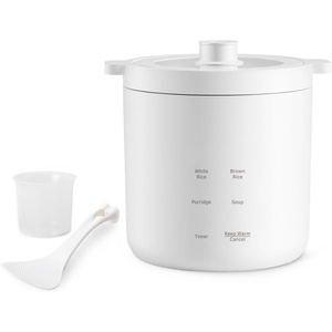 image:imageMini Rice Cooker Small Electric Cooker 2 Cup Uncooked with 4 Cooking Functions Ceramic Rice Cooker with 24 Hour Preset Heat Preservation Anti Scald Carry Handle