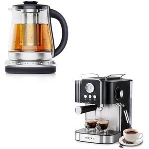 image:imageolayks Electric Kettle With Infuser 15L Hot Tea Maker With Temperature Control amp Espresso Machine 20 Bar Professional Espresso Coffee Maker with Milk Frother Steam Wand