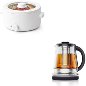 image:imageElectric Cooker 2L Ceramic Glaze Nonstick Pot Dual Power Multifunctional hot pot Suitable for Steak and 15L Electric Tea Kettle With Temperature Control 1200W Fast heating for Pour Over Coffee