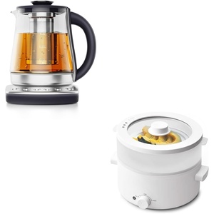 image:imageolayks Electric Kettle With Infuser 15L Hot Tea Maker With Temperature Control amp Electric Steamer for Cooking 2L Ceramic Glaze Nonstick Pot Dual Power Multifunctional Electric Cooker