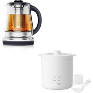 image:imageolayks Electric Kettle With Infuser 15L Hot Tea Maker With Temperature Control amp Mini Rice Cooker 2 Cup Uncooked Small Electric Cooker with 4 Cooking Functions 24 Hour Preset and Heat Preservati